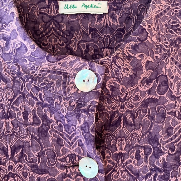 Ulla Popken Sz XXL Purple Mosaic Texture Longline Jacket Pearl Buttons VTG - Picture 3 of 10